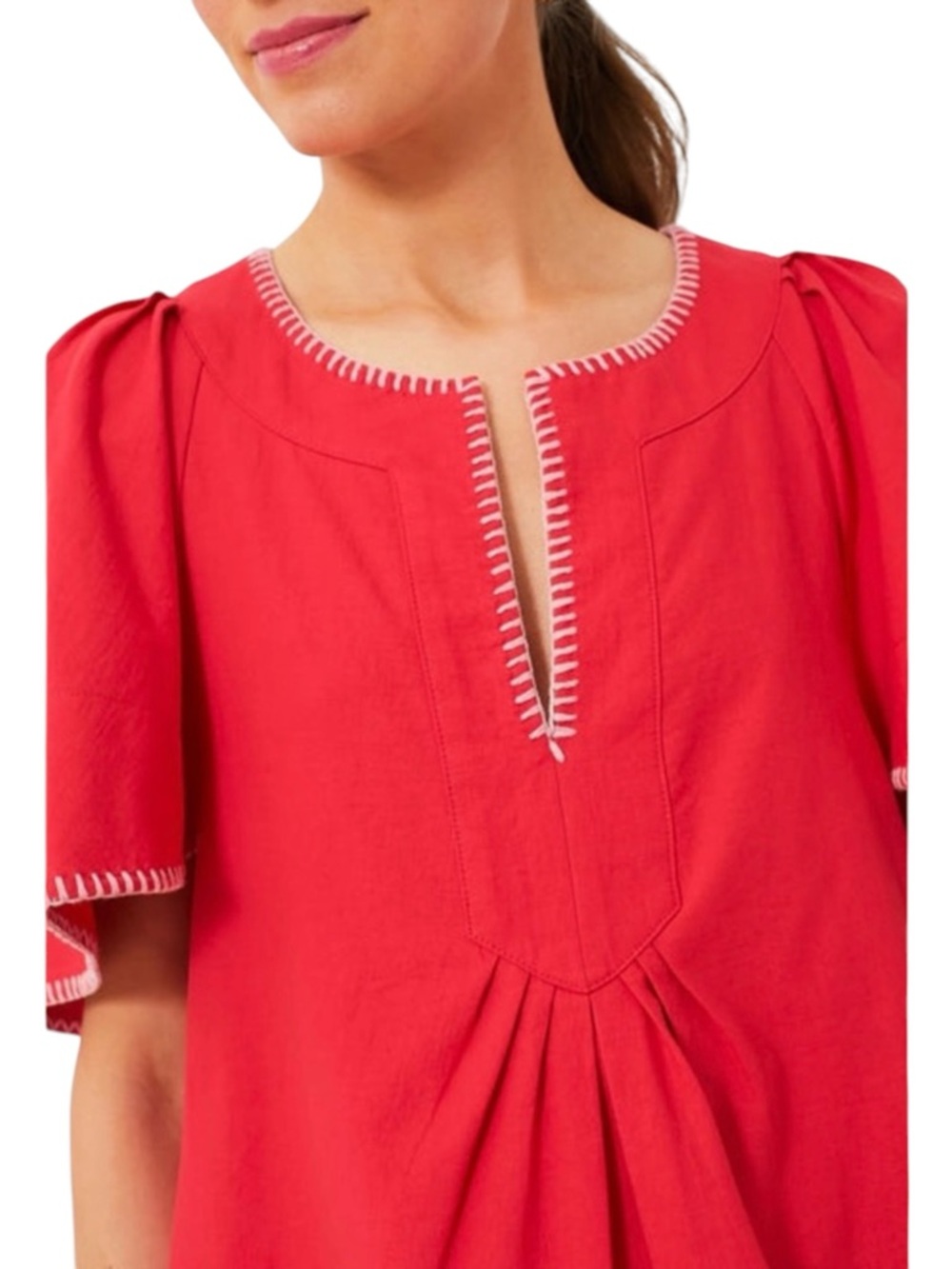 Magaschoni Poppy Stitch Finley Flutter Sleeve linen Dress size M - Picture 8 of 15